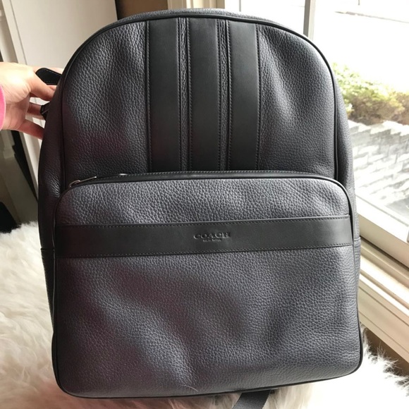 NWT COACH mens BOND BACKPACK IN PEBBLE LEATHER COACH BLACK/NAVY - Picture 3 of 7